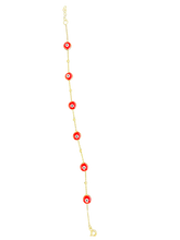 Load image into Gallery viewer, 14K Gold Red Evil Eye Bracelet