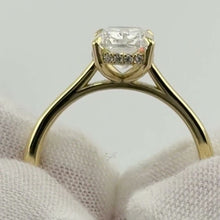 Load image into Gallery viewer, Cushion diamond solitaire, profile view with hidden halo