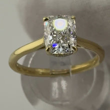 Load image into Gallery viewer, Cushion diamond solitaire on a ring stand