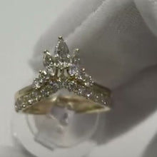 Load image into Gallery viewer, Marquise crown diamond band, yellow gold, front view