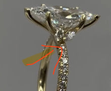 Load image into Gallery viewer, Design reference: marquise side stone and pavé band, side view