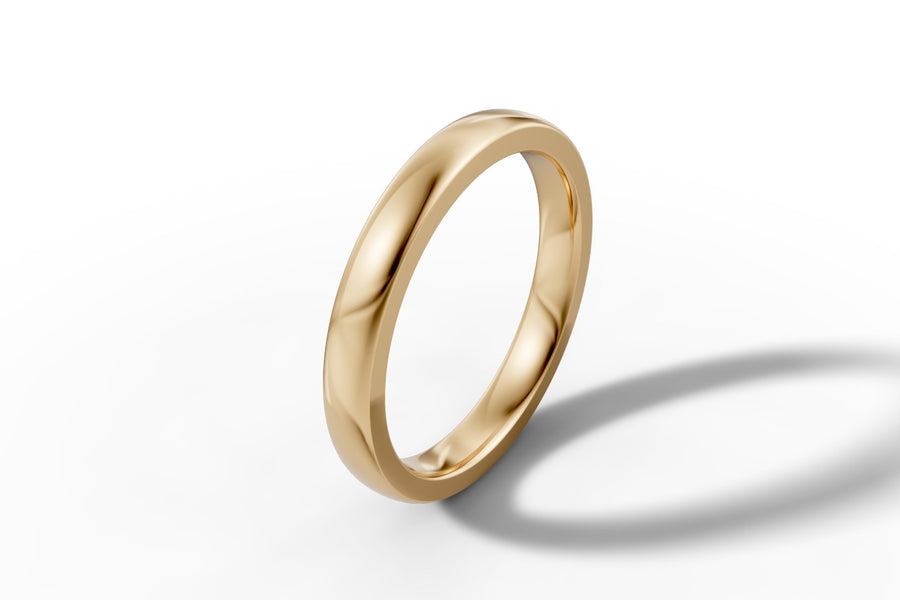 Classic domed wedding band in 14k gold, hand-made by Asik Jewelry Los Angeles