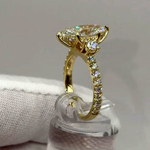 Load image into Gallery viewer, Pavé band and accent diamond on the marquise cathedral ring
