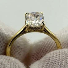 Load image into Gallery viewer, Cushion diamond ring with cathedral shoulders, front view
