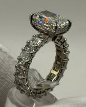 Load image into Gallery viewer, Radiant diamond eternity ring, side three-quarter view

