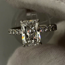Load image into Gallery viewer, Radiant diamond hidden halo ring, top view
