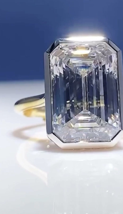 Design reference: emerald-cut diamond ring, front view