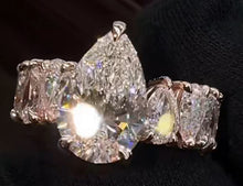 Load image into Gallery viewer, Design reference: pear diamond ring with pear-shaped side stones
