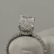 Load image into Gallery viewer, Radiant diamond ring, profile with hidden halo
