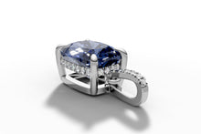Load image into Gallery viewer, Back view of the open basket setting and diamond pave bail in 14k white gold
