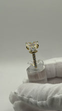 Load image into Gallery viewer, Three-stone radiant diamond engagement ring, angled view
