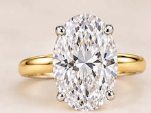 Load image into Gallery viewer, Design reference: oval solitaire in two-tone gold, top view
