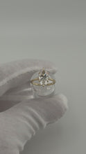 Load and play video in Gallery viewer, Marquise diamond cathedral solitaire ring in 14k yellow gold, rotating video
