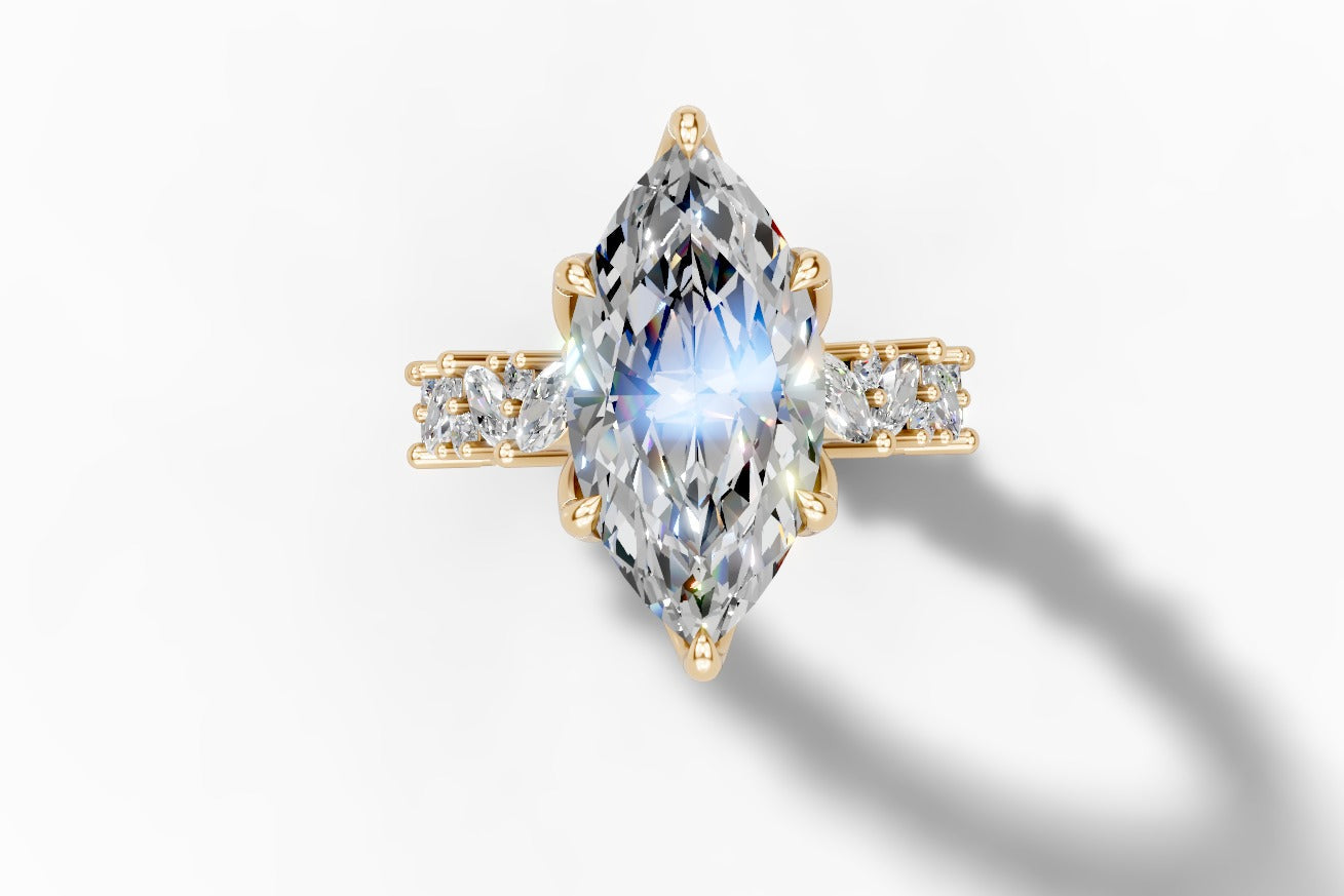 Marquise halo engagement ring hand-made by Asik Jewelry