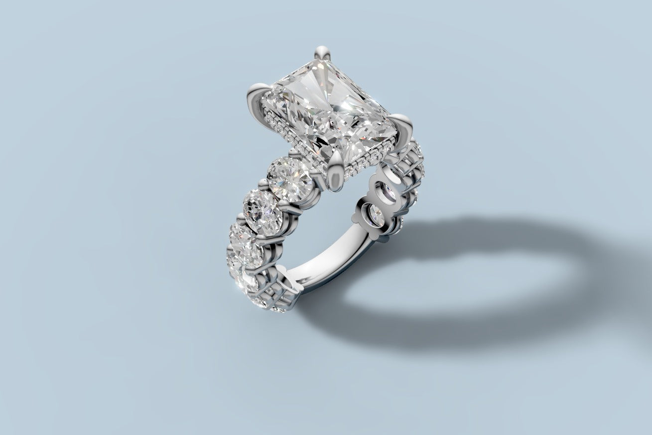 Custom oval halo engagement ring by Asik Jewelry
