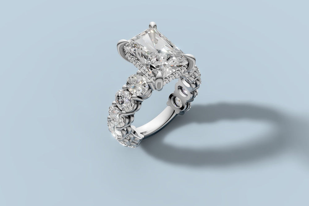 Custom oval halo engagement ring by Asik Jewelry